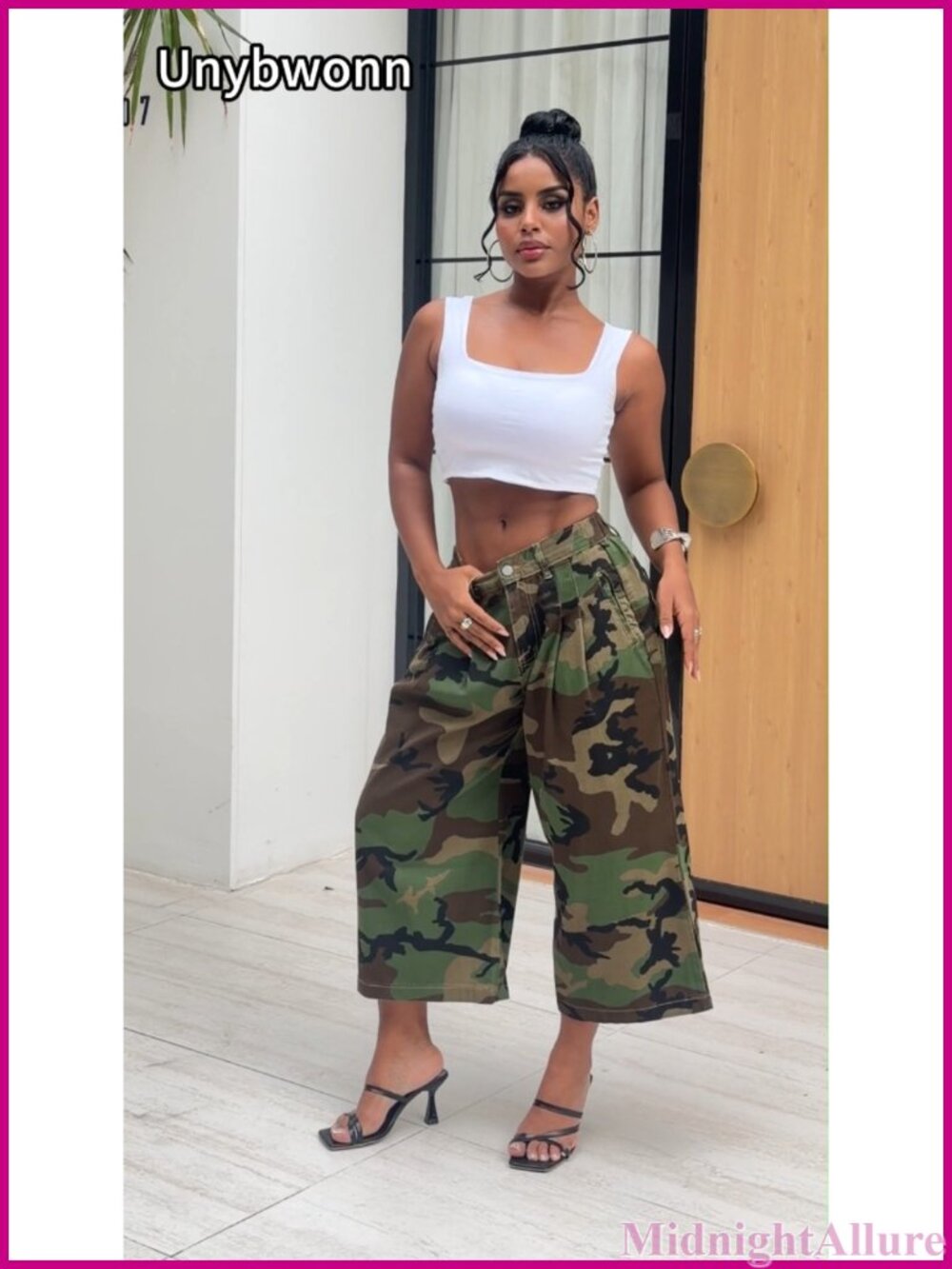 Women's Baggy Cargo Jeans Camo Wide Leg Harem Capri Denim Pants - Picture 6 of 6
